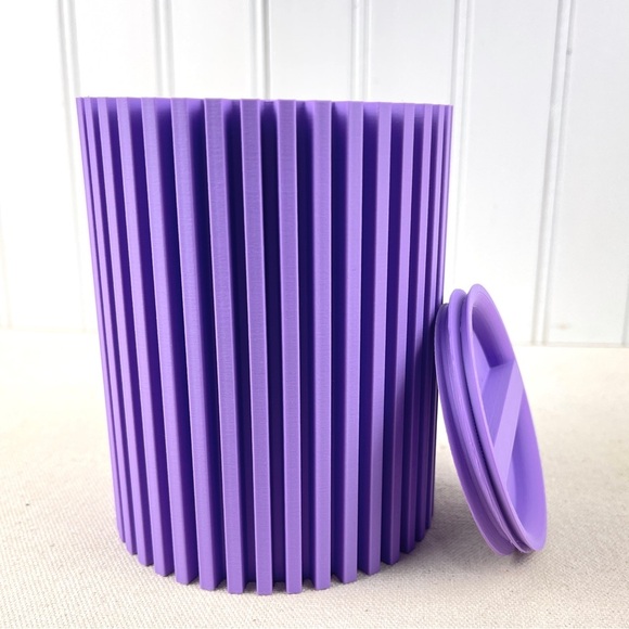 Striped Lidded Storage Container,  Organizer for Desk, Vanity or Home - Picture 4 of 10